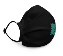 Load image into Gallery viewer, Black Premium face mask with turquoise logo
