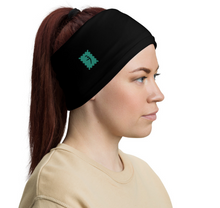 Load image into Gallery viewer, Black Neck Gaiter with Turquoise logo
