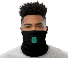 Load image into Gallery viewer, Black Neck Gaiter with Turquoise logo
