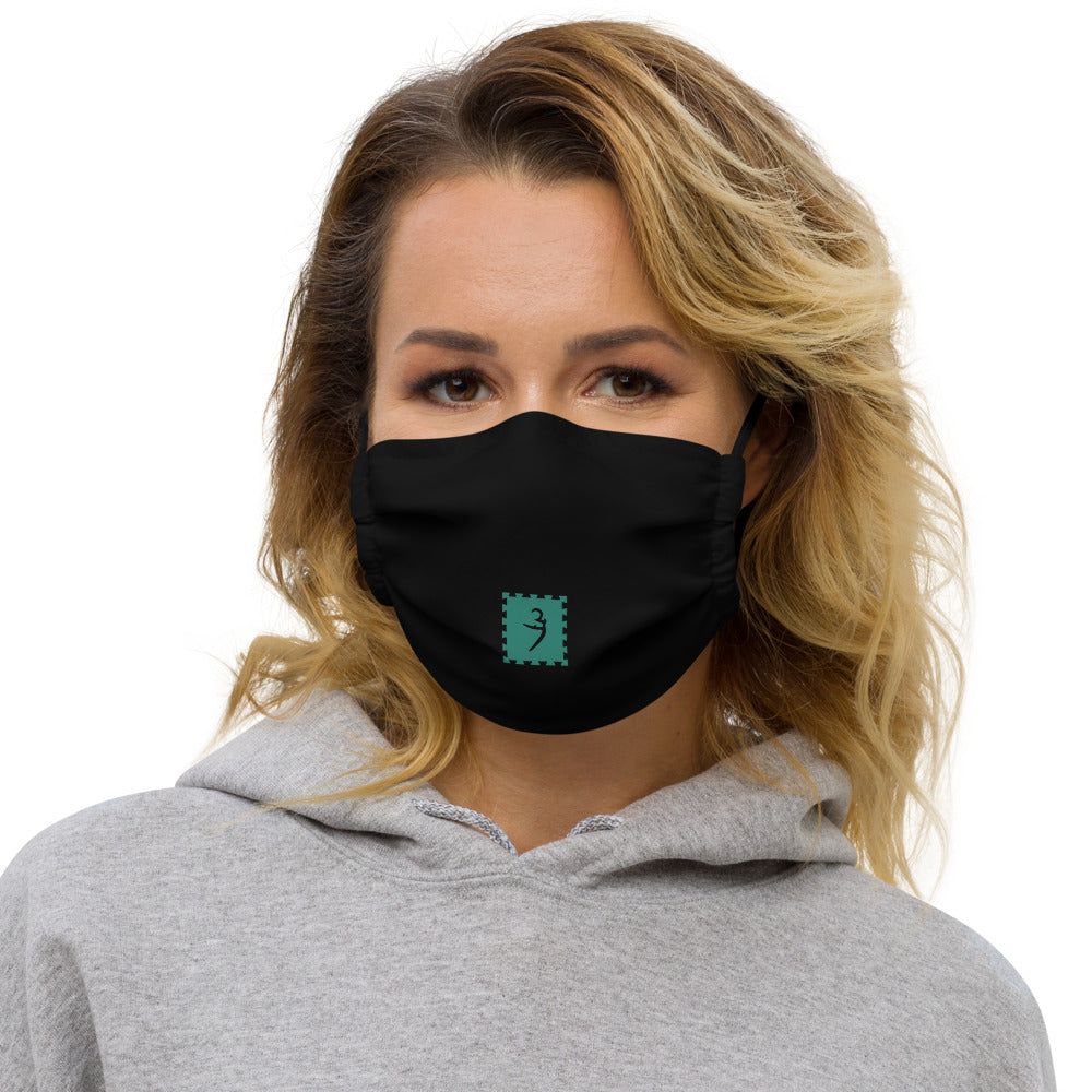 Black Premium face mask with turquoise logo